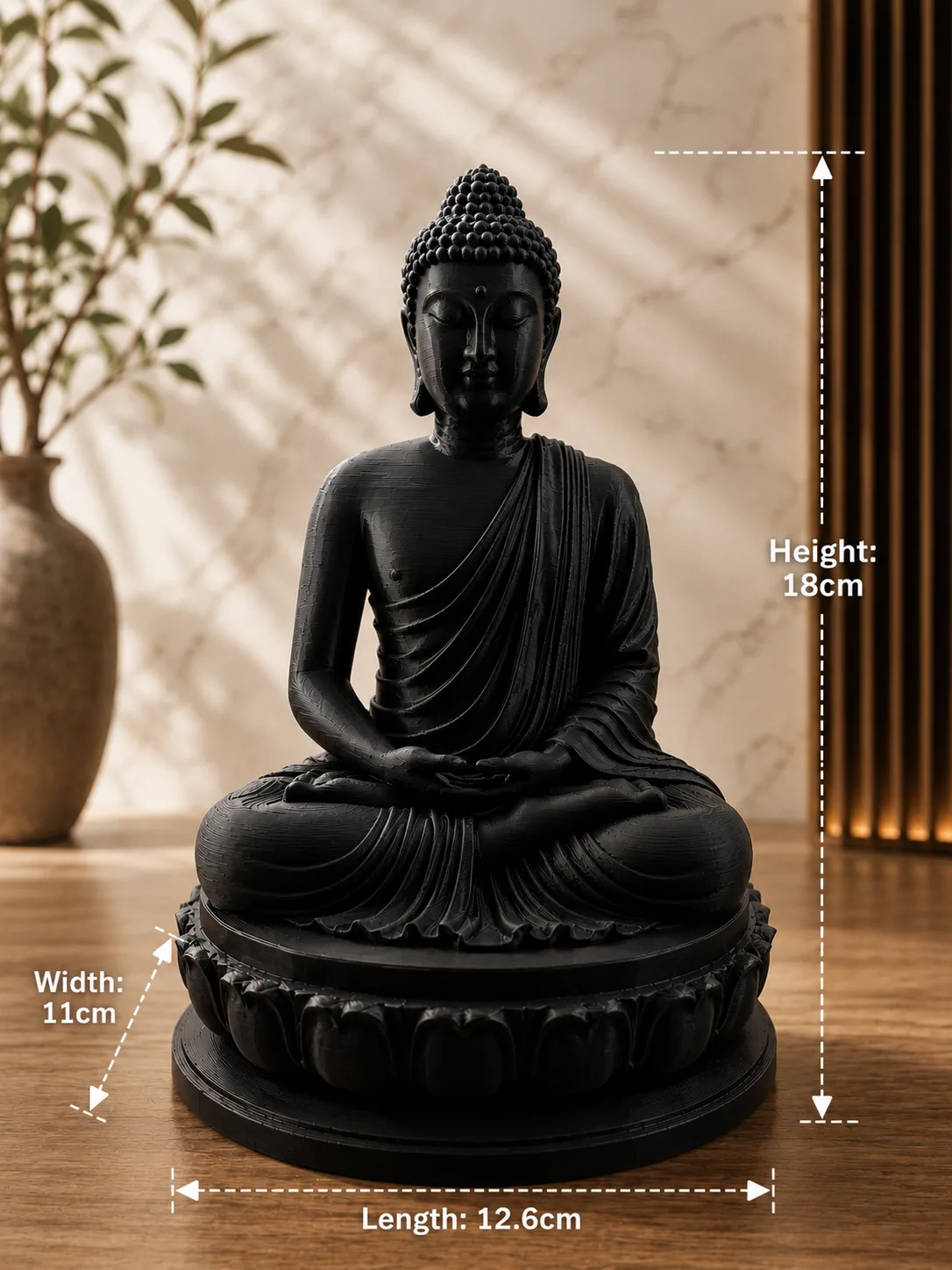 Black Meditating Buddha Statue Decorative Showpiece view 2